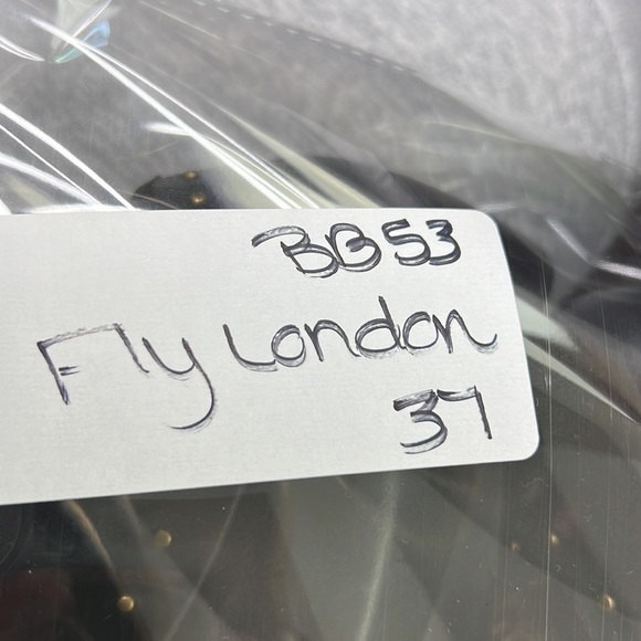 FLY LONDON Black Leather Wedge Shoe with Gold Bead Detail - Picture 11 of 13